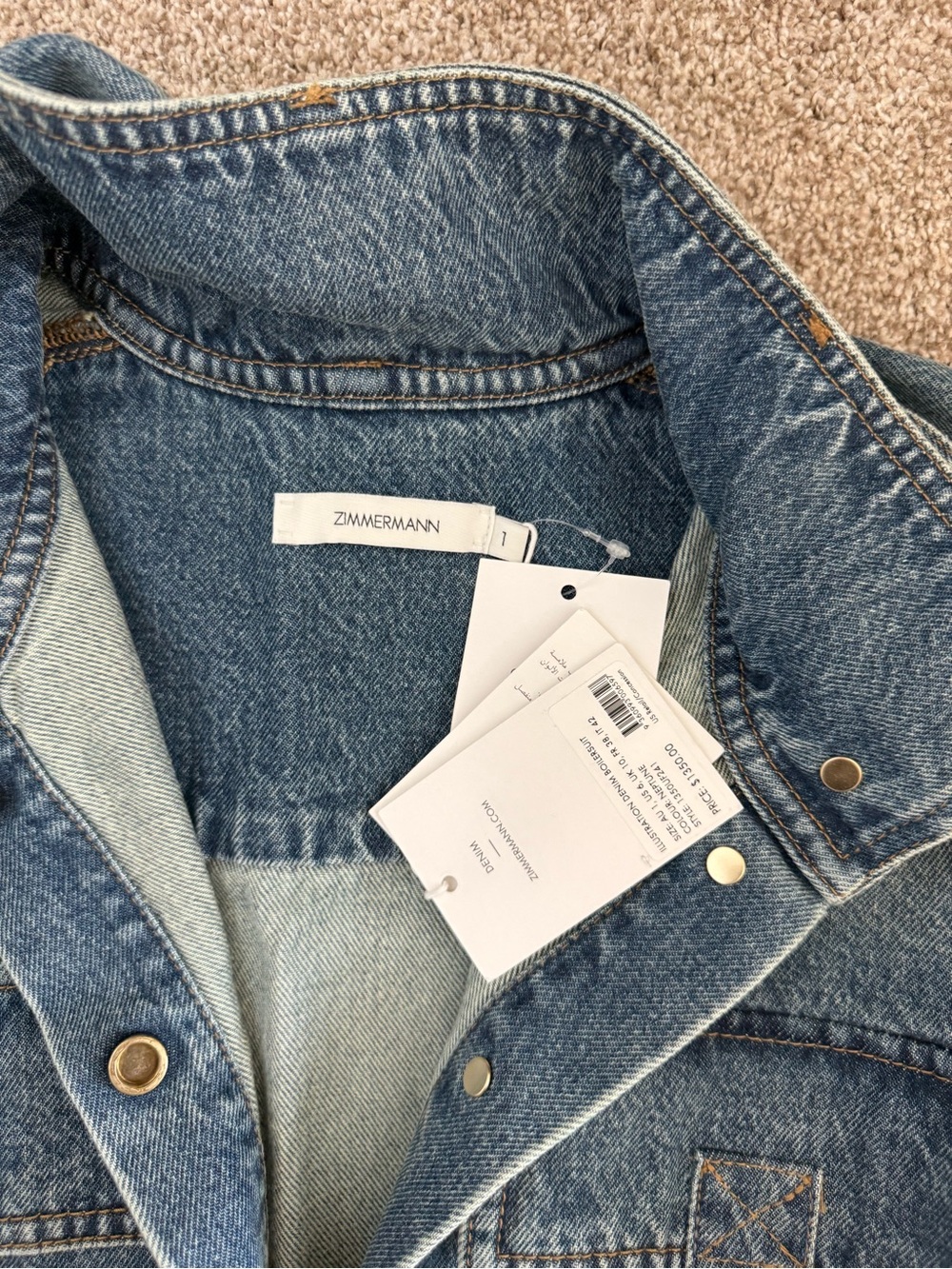 Zimmermann Size 1 Blue Denim Bootcut Jumpsuit - Picture 5 of 6
